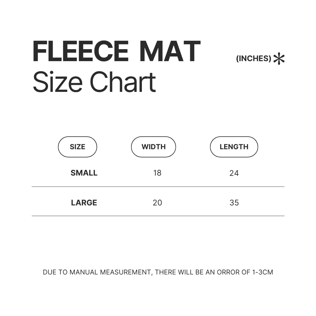 Fleece Mat Size Chart - The Basement Yard Store