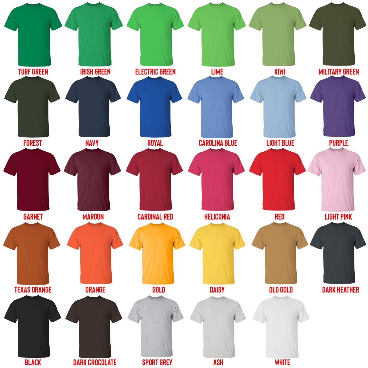 t shirt color chart - The Basement Yard Store