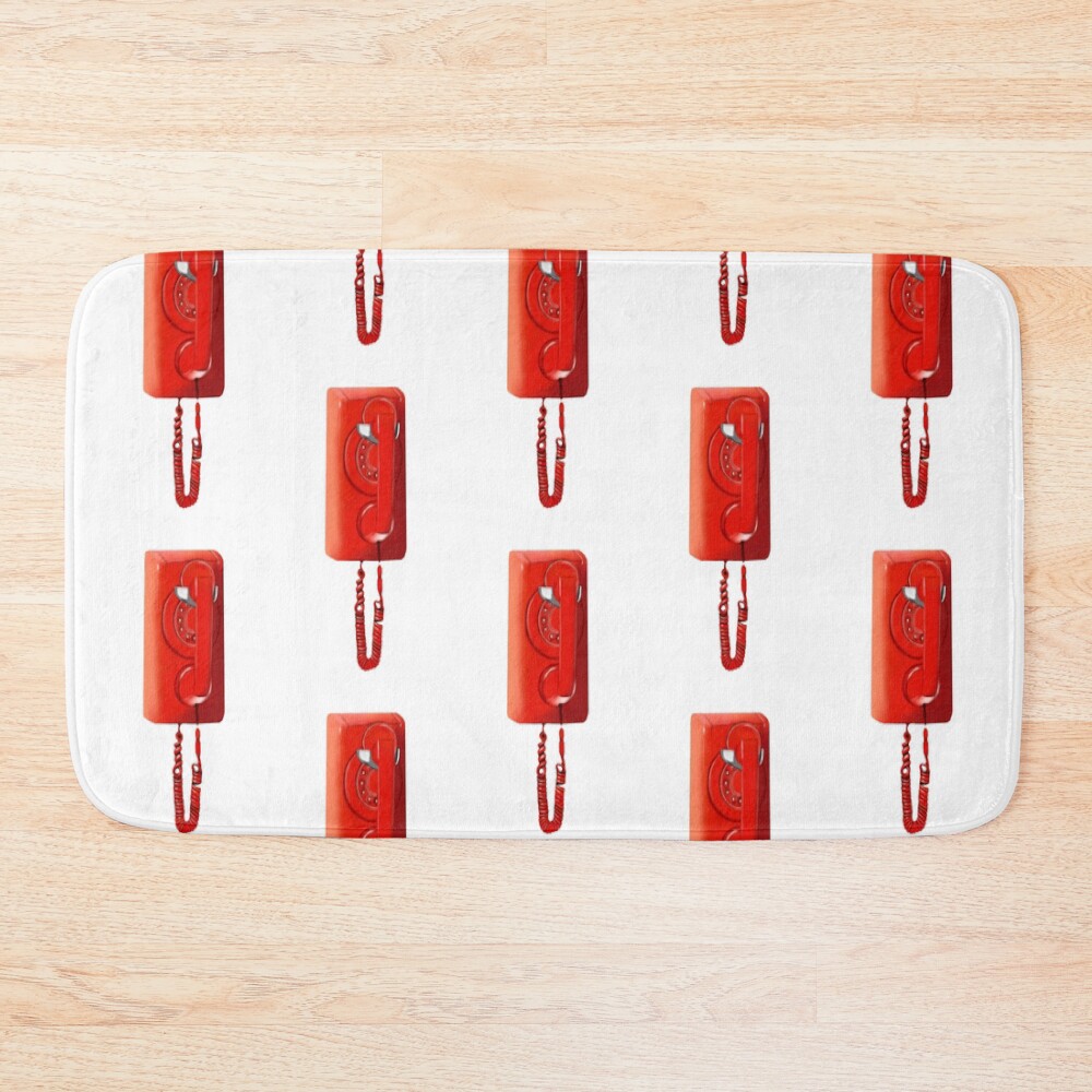 The Basement Yard Orange Red Rotary Phone Bath Mat